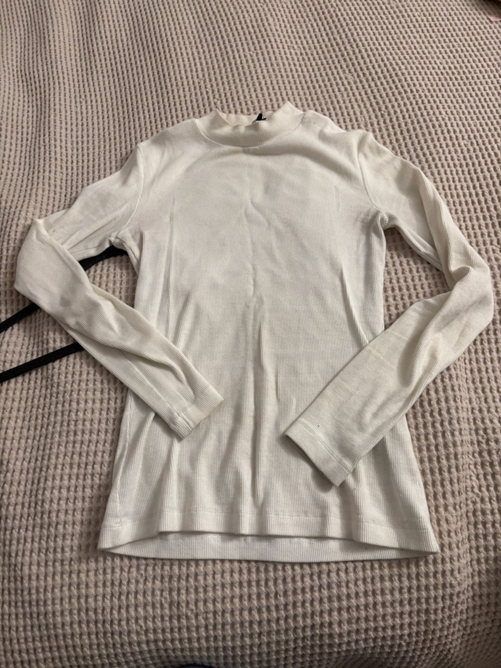 Classic Cream Long-Sleeve Ribbed Tee